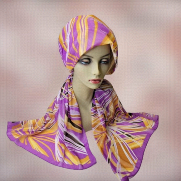 Accessories - Purple Geometric Print Rectangular Scarf